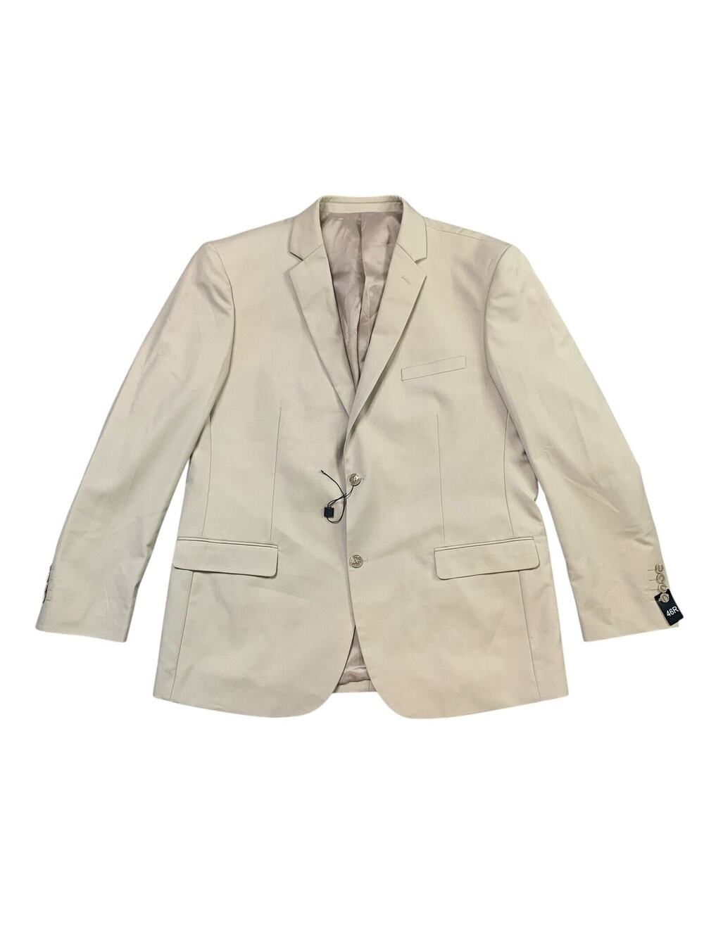 Alain Dupetit Blazer Mens 46R Beige 2 Button Tetron Blend Notch Single Breasted‎